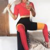 Clothing Rebellious Fashion | Red Yellow And Black Colour Block Co-Ord - Jamie-Lee