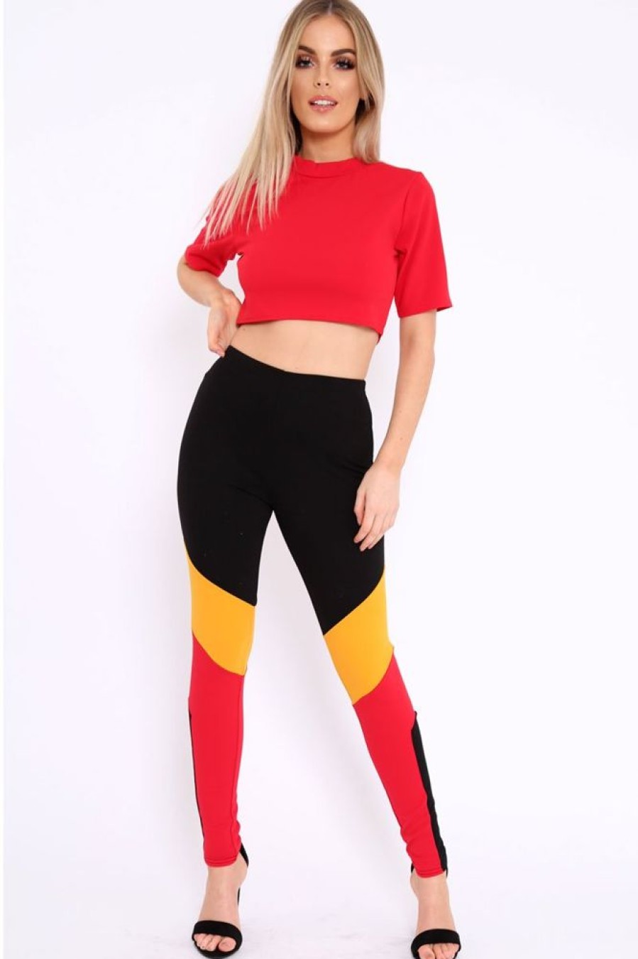 Clothing Rebellious Fashion | Red Yellow And Black Colour Block Co-Ord - Jamie-Lee