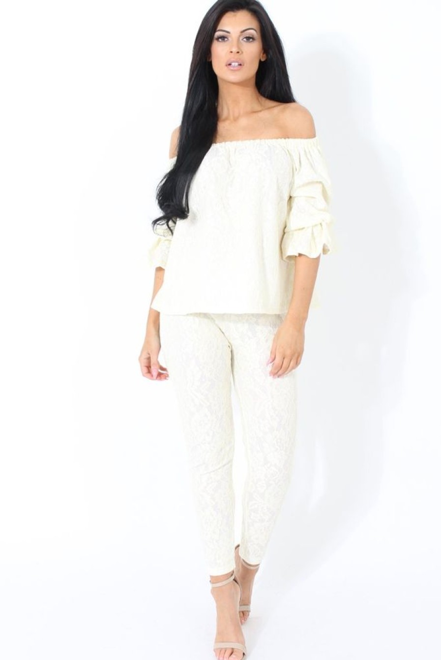 Clothing Rebellious Fashion | Cream Lace Two Piece - Nicole