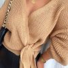 Clothing Rebellious Fashion | Brown Wrap Tie Details Cardigan - Lucy