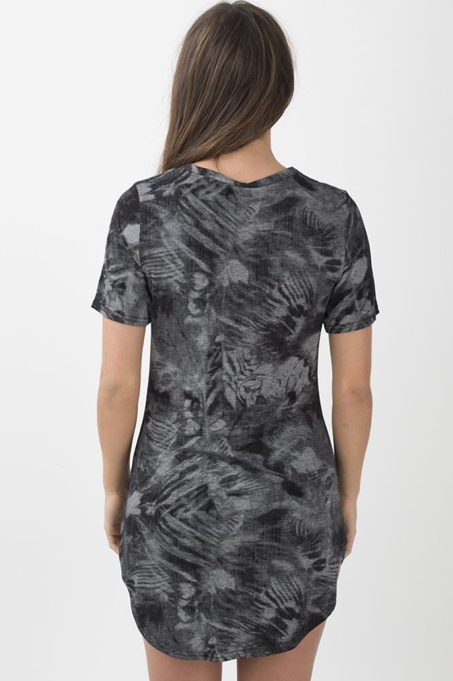 Clothing Rebellious Fashion | Black Acid Wash Cut Out 'Devil Rider' Print T-Shirt Dress - Mariah