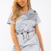 Clothing Rebellious Fashion | Grey Reflective Shirt Skirt Co-Ord - Aabriella