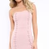 Clothing Rebellious Fashion | Rose Lace Up Front Bandeau Mini Dress - Lily