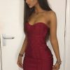 Clothing Rebellious Fashion | Wine Bandage Bandeau Mini Dress - Cherise