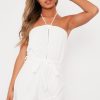 Clothing Rebellious Fashion | White Front Cut Out Halter Neck Playsuit - Breyah