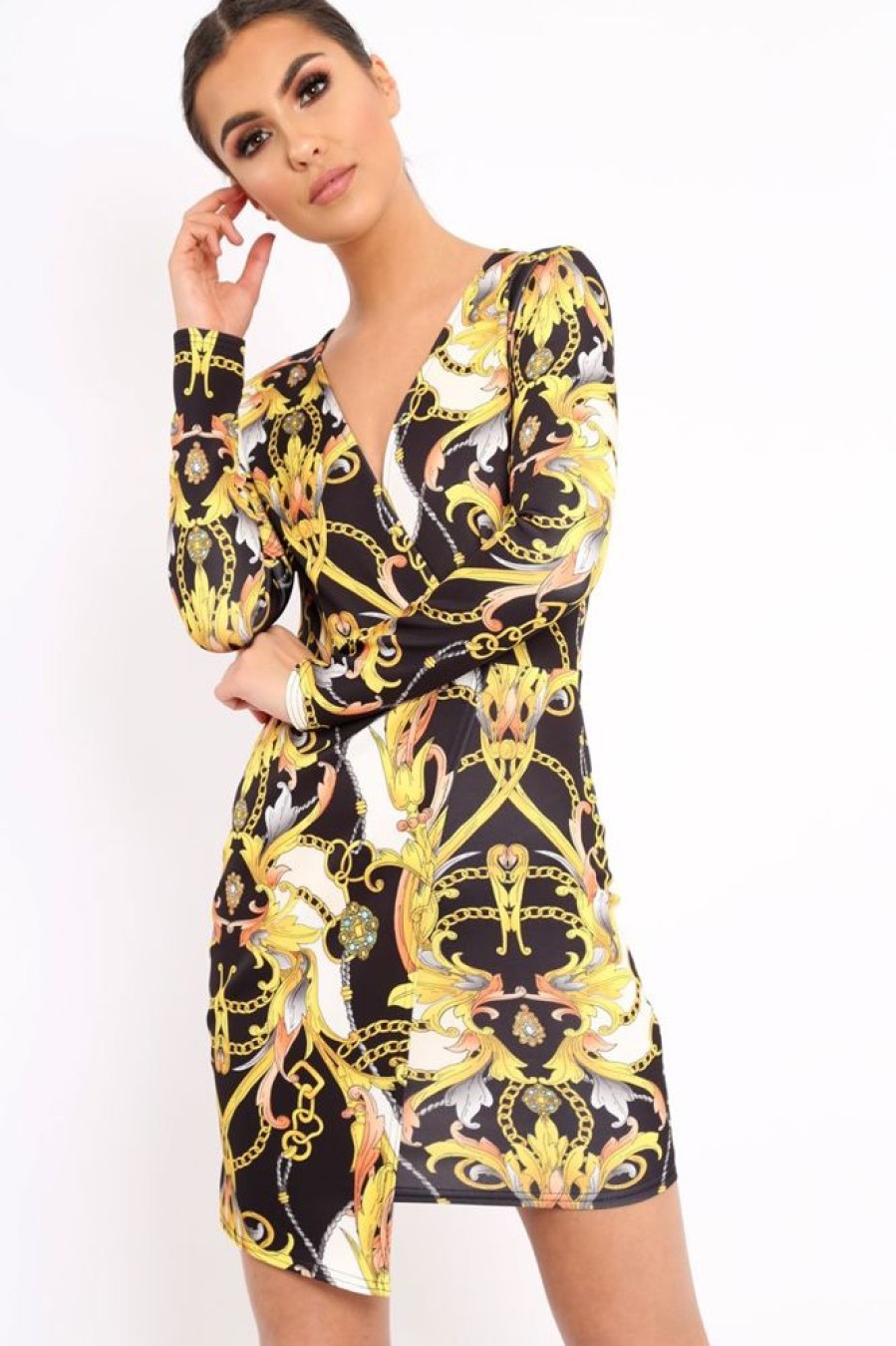 Clothing Rebellious Fashion | Black Chain Print Dress - Hollee