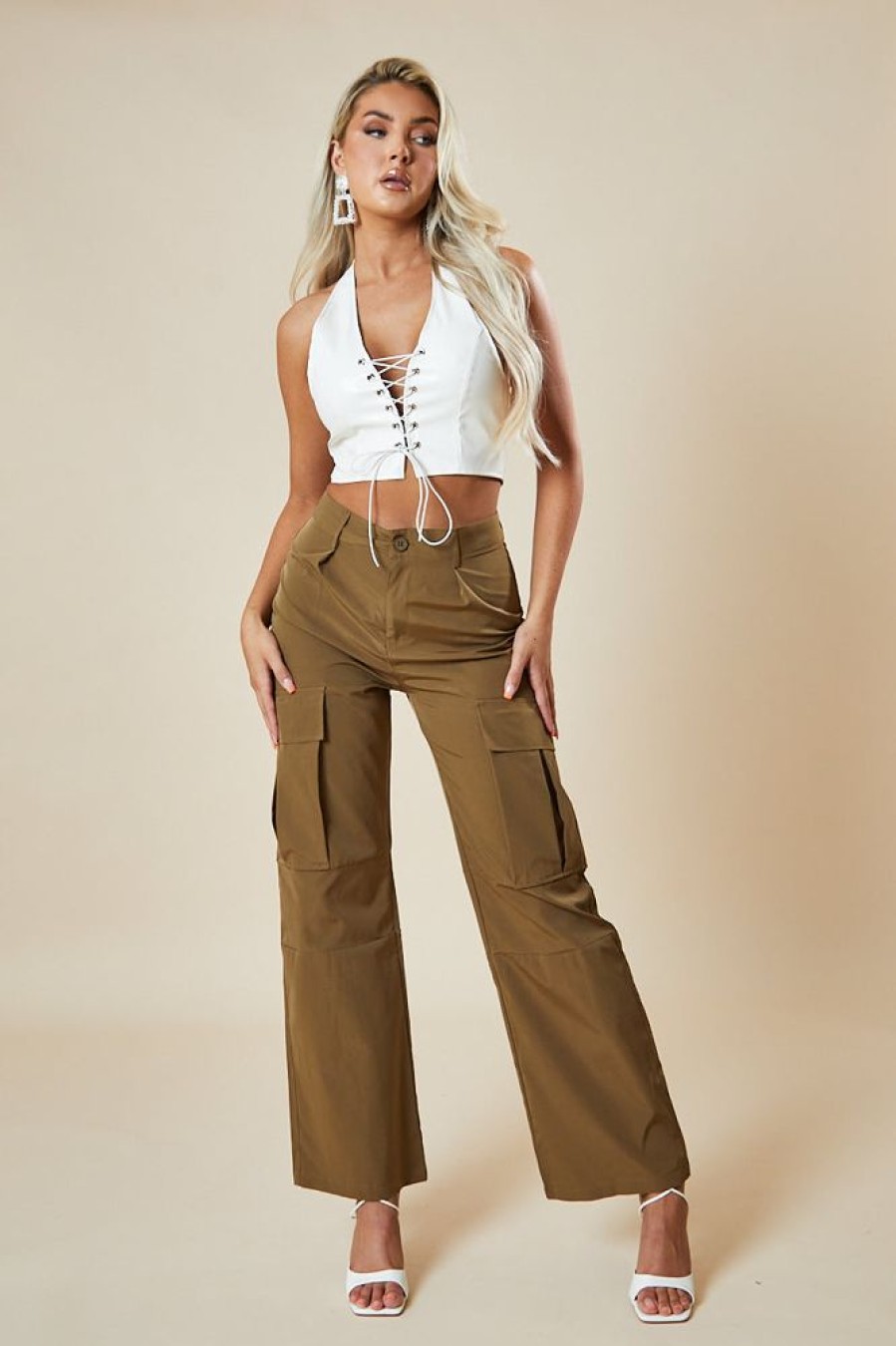 Clothing Rebellious Fashion | Camel Straight Leg Cargo Trousers - Nishi