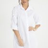 Clothing Rebellious Fashion | White Tied Shoulder Oversized Shirt Dress - Helen