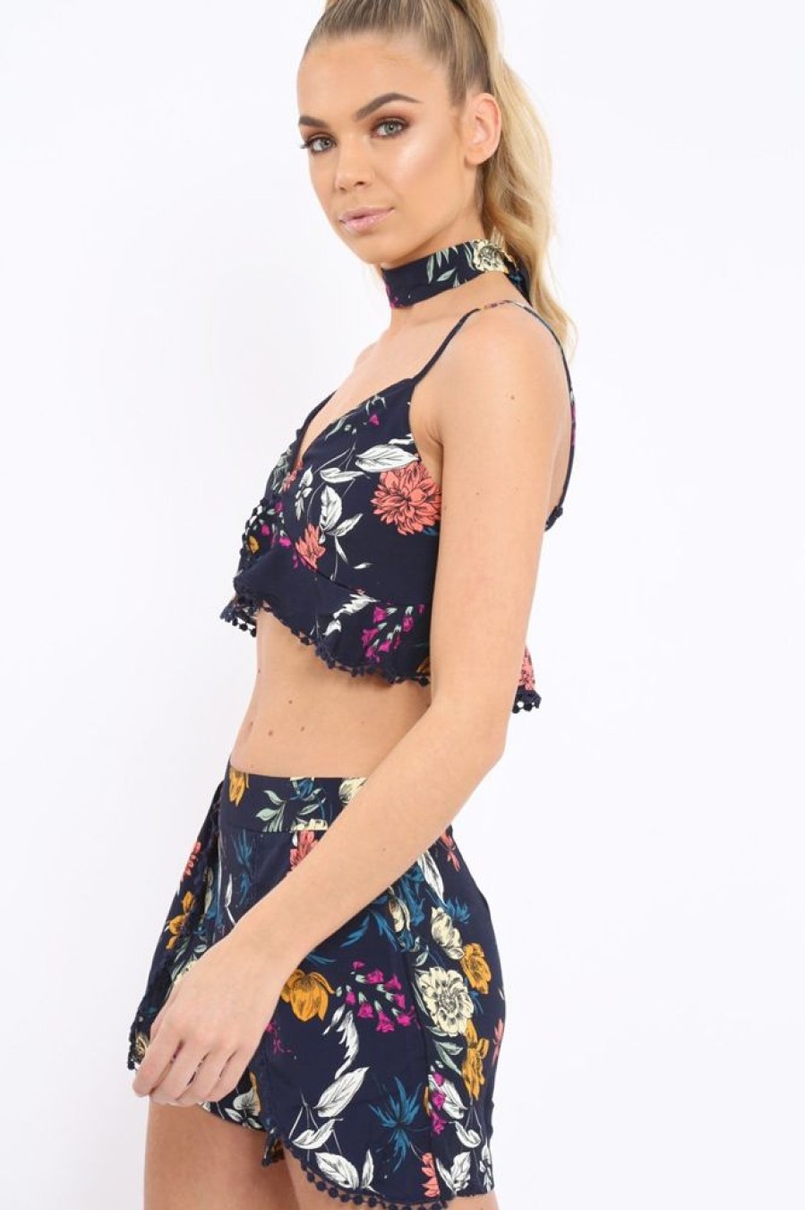 Clothing Rebellious Fashion | Navy Floral Co-Ord Set - Emma