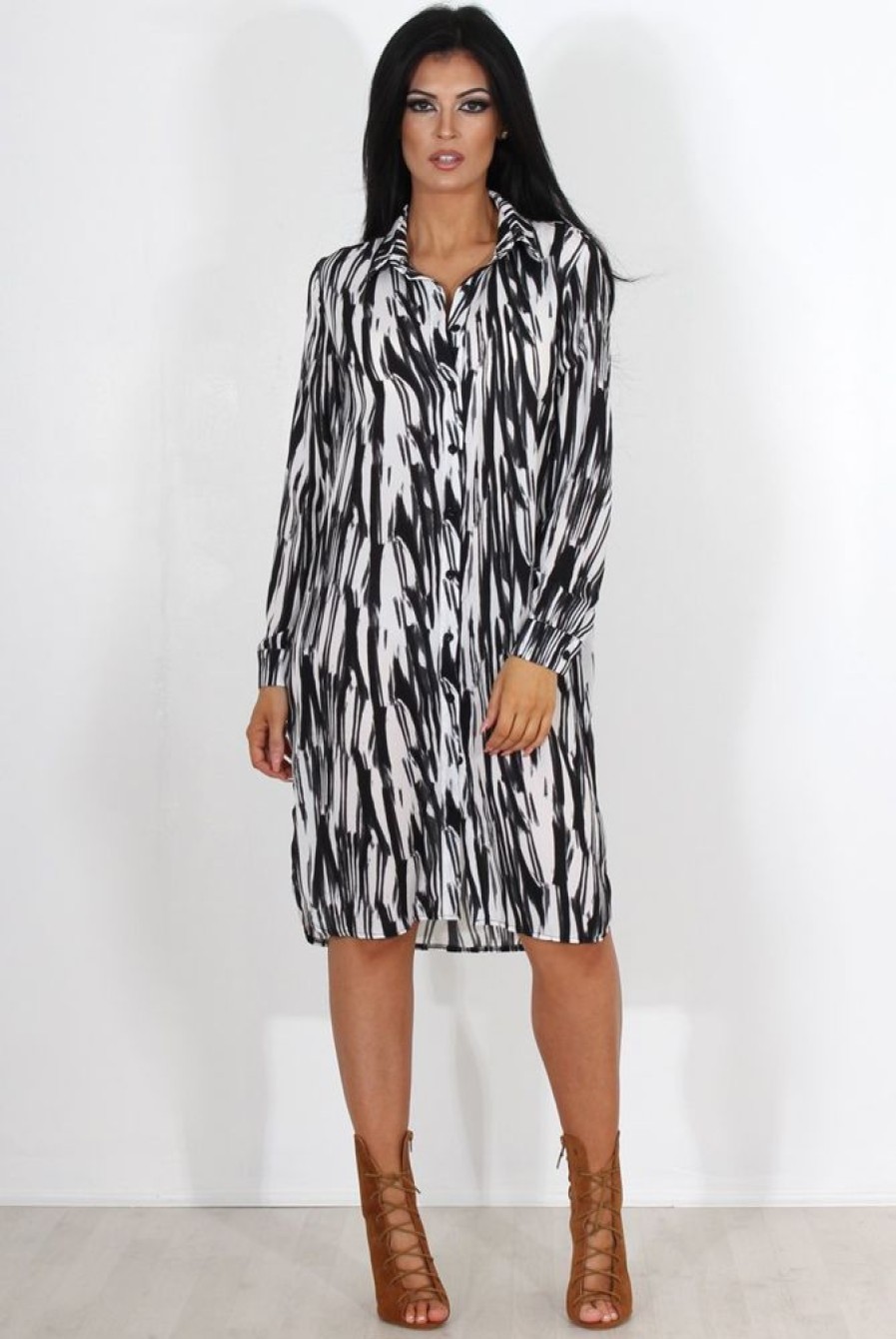 Clothing Rebellious Fashion | Alva Black & White Shirt Dress