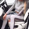 Clothing Rebellious Fashion | Grey Tracksuit With Red White And Black Side Stripe - Kasey