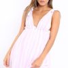 Clothing Rebellious Fashion | Pink Pinstripe Plunge Dress - Tilia