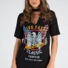 Clothing Rebellious Fashion | Black Live Fast Choker Neck T-Shirt Dress - Chloe