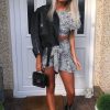 Clothing Rebellious Fashion | White Leopard Frill Crop Top And Shorts Co-Ord - Manuella