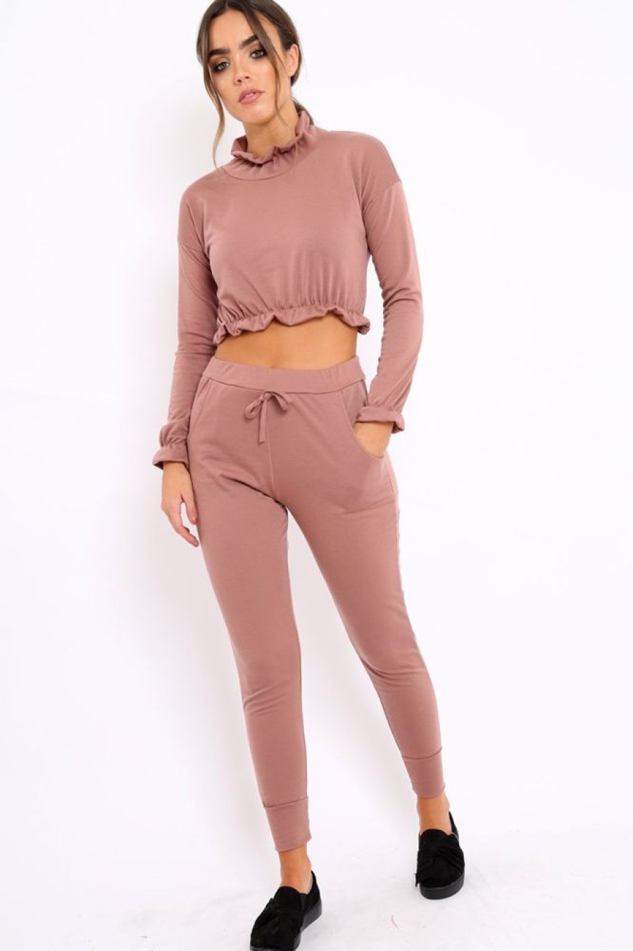 Clothing Rebellious Fashion | Mauve Frill Hem Tracksuit - Adah