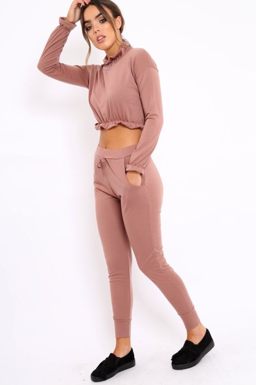 Clothing Rebellious Fashion | Mauve Frill Hem Tracksuit - Adah