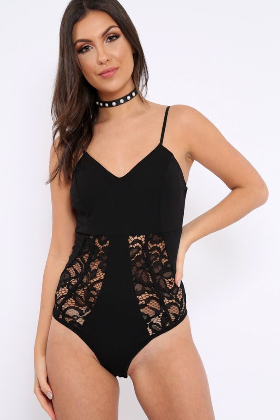 Clothing Rebellious Fashion | Black Floral Cut Out Bodysuit - Tracy