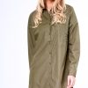 Clothing Rebellious Fashion | Khaki Stud Detail Oversized Shirt Dress - Ivona