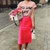 Clothing Rebellious Fashion | Pink Yves Saint Love Printed Slogan T-Shirt Dress - Jamey