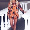 Clothing Rebellious Fashion | Rust Floral Satin Shirt Tie Dress - Sophina