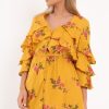 Clothing Rebellious Fashion | Yellow Floral Button Up Dress - Jenine