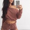 Clothing Rebellious Fashion | Mauve Bardot Co-Ord Set - Prina