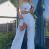 Clothing Rebellious Fashion | White Tie Detail Wide Leg Jumpsuit - Josilyn