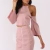 Clothing Rebellious Fashion | Pink Cold Shoulder Top & Skirt Co-Ord - Genesis