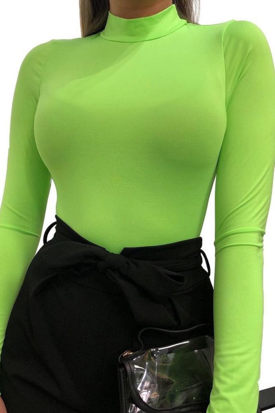 Clothing Rebellious Fashion | Neon Green Slinky Bodysuit - Allison