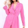 Clothing Rebellious Fashion | Fuchsia Button Detail Blazer Dress - Kayleigh