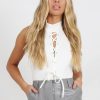 Clothing Rebellious Fashion | Leano White Tie Front Bodysuit