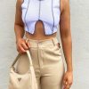 Clothing Rebellious Fashion | White Ribbed Notch Contrast Stitch Crop Top - Rinnah