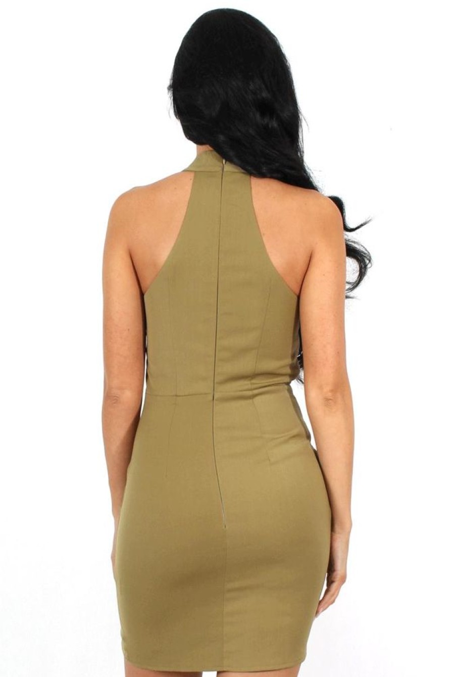 Clothing Rebellious Fashion | Maisie Khaki Tie Up Dress