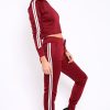 Clothing Rebellious Fashion | Wine Tracksuit With White Side Stripe - Kady