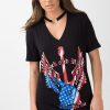 Clothing Rebellious Fashion | Black Ring Choker 'Rock & Roll' T-Shirt Dress - Betty