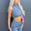 Clothing Rebellious Fashion | Dusty Blue Contour Rib Tank Crop Top - Chaya