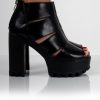 Clothing Rebellious Fashion | Ella Black Cut Out Block Platforms