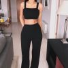 Clothing Rebellious Fashion | Black Crop Top And Trousers Co-Ord Set - Kimmy