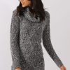 Clothing Rebellious Fashion | Grey Thick Knit Turtleneck Jumper Dress - Jameigh