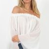 Clothing Rebellious Fashion | White Pleated Three Quarter Bell Sleeve Crop - Stacey