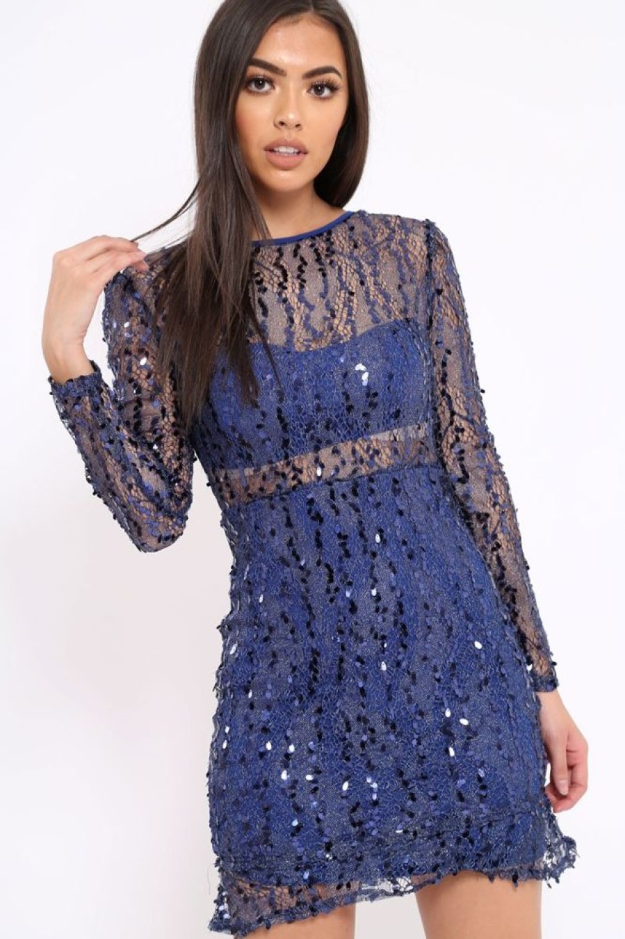 Clothing Rebellious Fashion | Blue Sheer Sequin Dress - Aaima