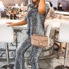 Clothing Rebellious Fashion | Grey Snake Print High Waisted Flare Trousers And Shirt Co-Ord - Colynn