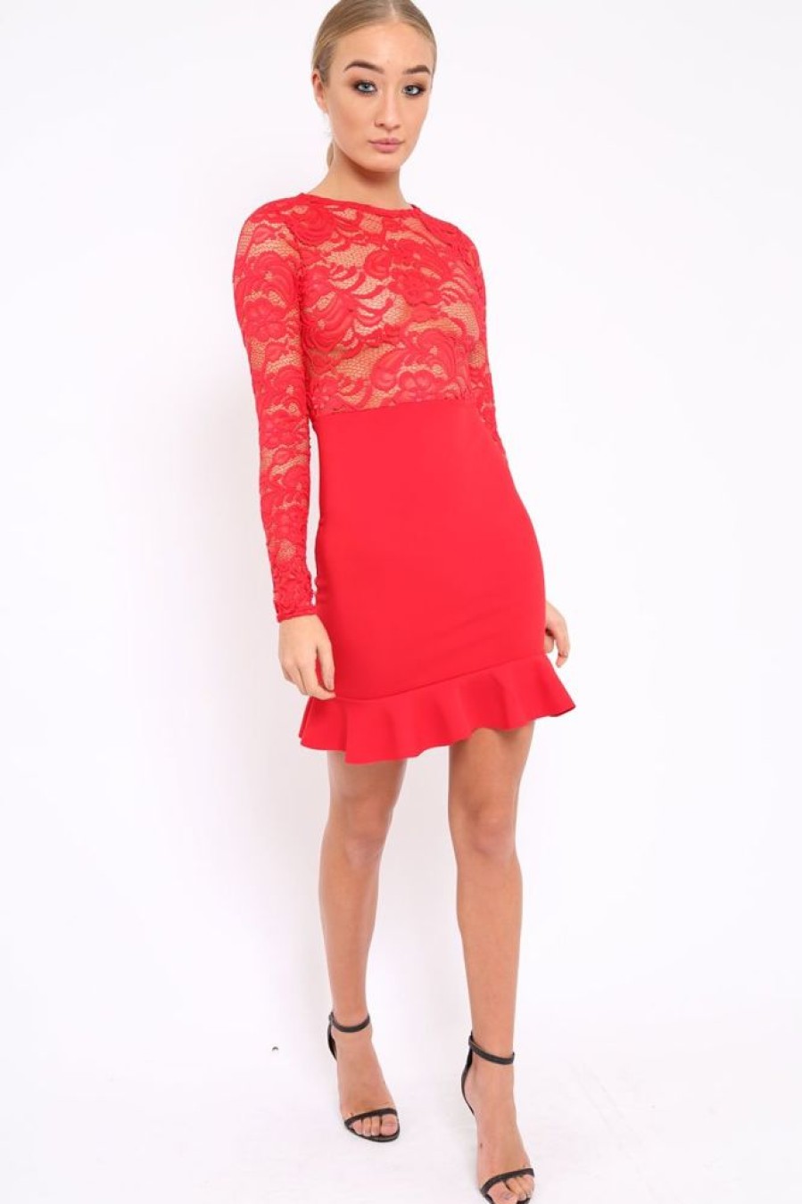 Clothing Rebellious Fashion | Red Lace Bodycon Dress - Stacey