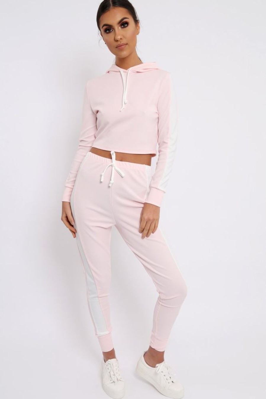 Clothing Rebellious Fashion | Baby Pink Tracksuit With White Stripe - Sascha