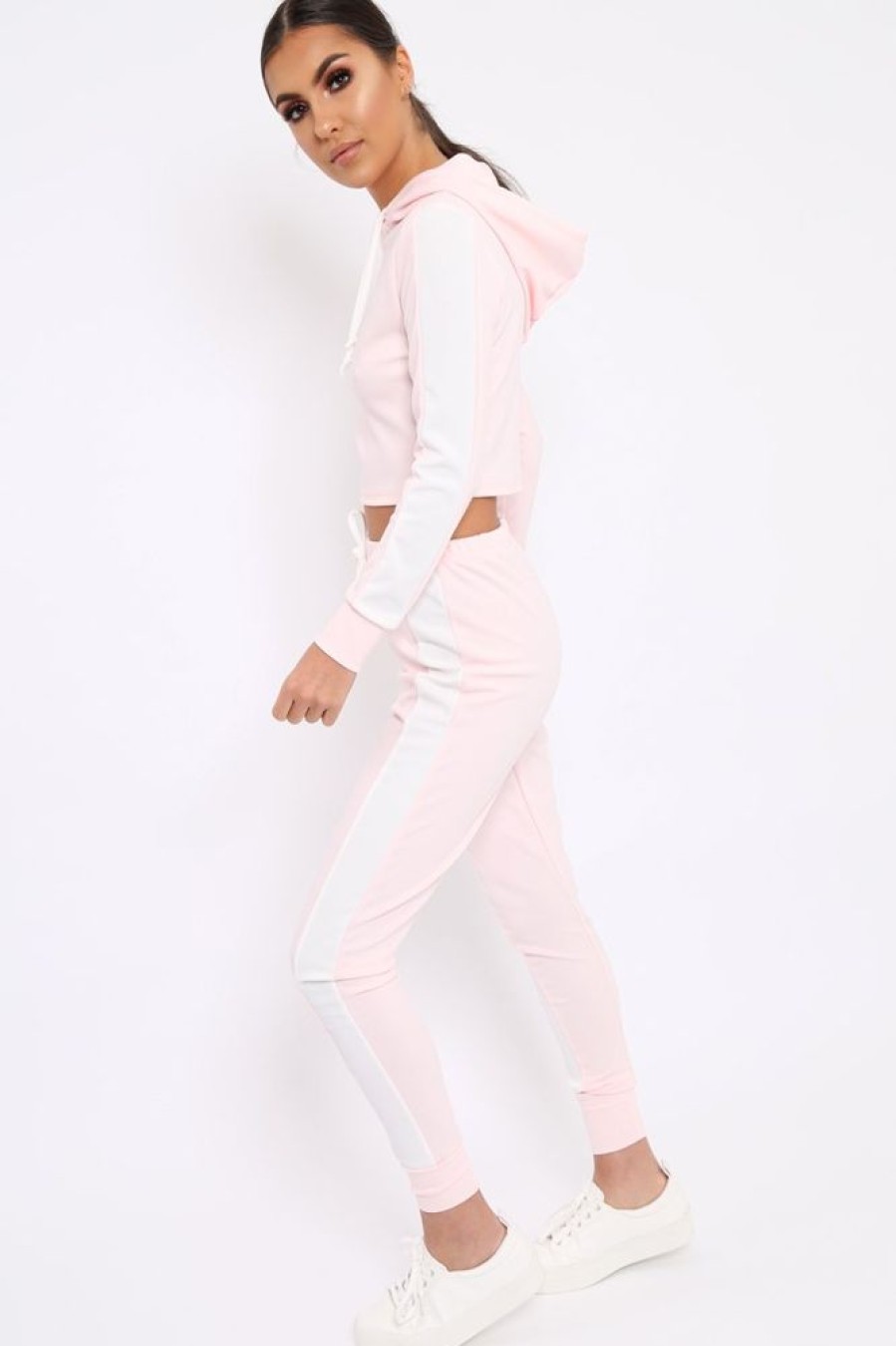 Clothing Rebellious Fashion | Baby Pink Tracksuit With White Stripe - Sascha