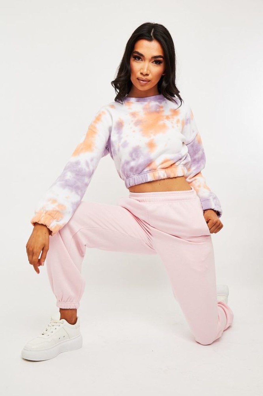 Clothing Rebellious Fashion | Orange Tie Dye Gathered Waist Sweatshirt - Amirra