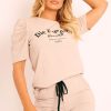 Clothing Rebellious Fashion | Beige Die For Dior T-Shirt And Shorts Loungewear Co-Ord - Kaelie