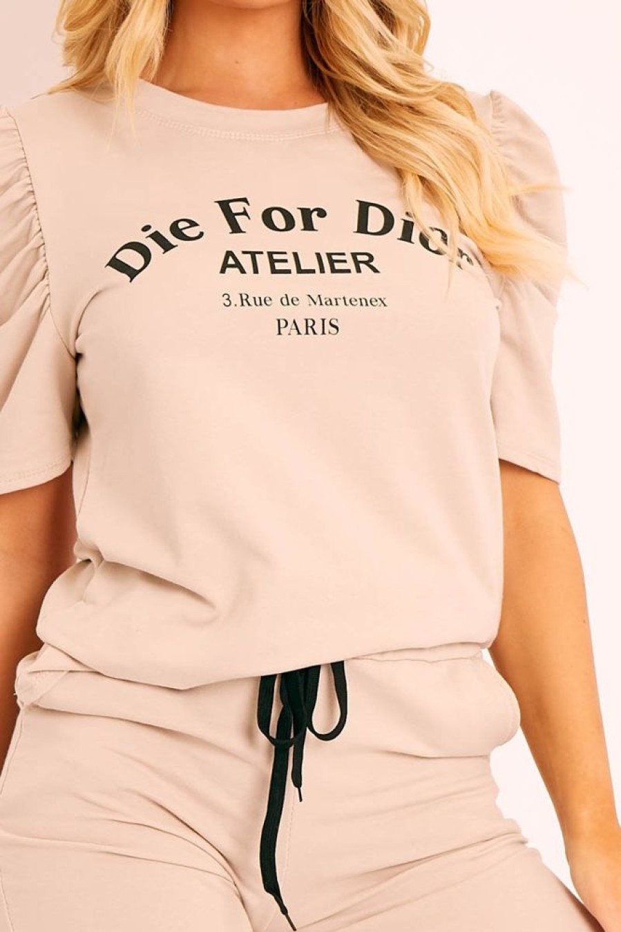 Clothing Rebellious Fashion | Beige Die For Dior T-Shirt And Shorts Loungewear Co-Ord - Kaelie