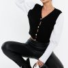 Clothing Rebellious Fashion | Black Contrast Sleeves Knitted Top - Mckaela