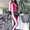 Clothing Rebellious Fashion | Pink Black And White Striped Tracksuit - Cayla